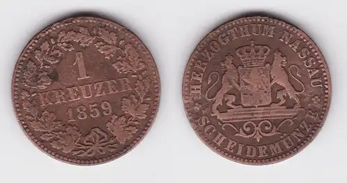 1 Kreuzer Kupfer Münze Baden 1859 (161309)