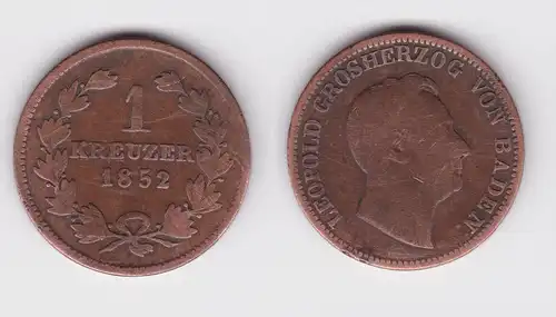 1 Kreuzer Kupfer Münze Baden 1852 (161234)