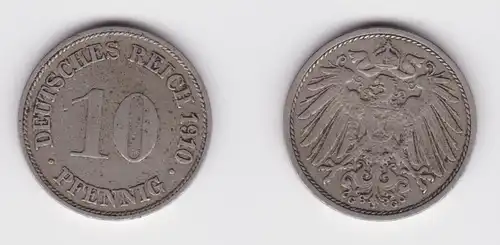 10 Pfennig Kupfer Nickel Münze Deutsches Reich 1910 G Jäger 13 ss (157875)
