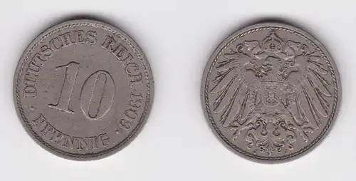 10 Pfennig Kupfer Nickel Münze Deutsches Reich 1909 J Jäger 13 ss (156453)