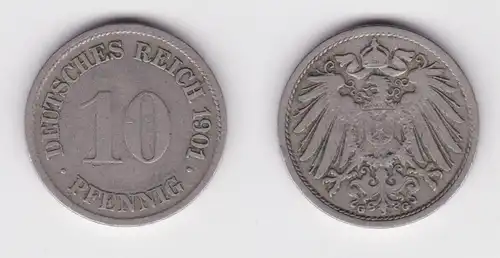 10 Pfennig Kupfer Nickel Münze Deutsches Reich 1901 G Jäger 13 ss (150202)