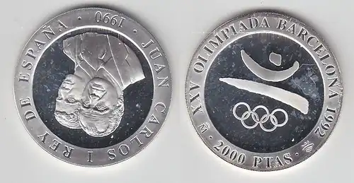 2000 Pesetas Silbermünze Spanien Olympiade Barcelona 1992, 1990 (112339)