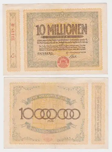 10 Millionen Mark Banknote Inflation Stadthauptkasse Duisburg 20.8.1923 (119170)