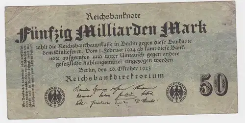 50 Milliarden Mark Banknote Berlin 26.Oktober 1923 Rosenberg 122 a (116268)