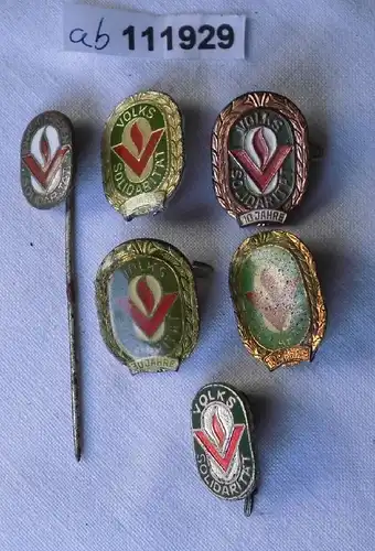 6 verschiedene DDR Abzeichen Volkssolidarität  (111929)