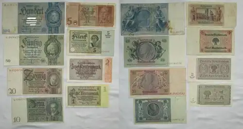 8 Banknoten 1 bis 100 Mark Deutsches Reich (162583)