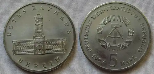 DDR Gedenk Münze 5 Mark Berlin Rotes Rathaus 1987 (162211)