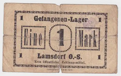 1 Mark  Banknote Gefangenenlager Lamsdorf Oberschlesien 1.Weltkrieg (130787)