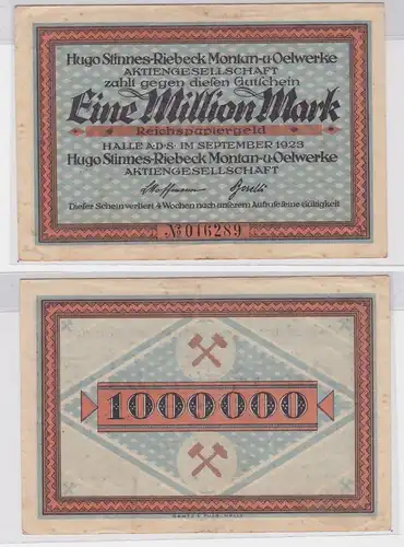 1 Million Mark Banknote Halle Hugo Stinnes Riebeck Montan Sept. 1923 (126436)