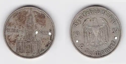 2 Mark Silber Münze 3. Reich Garnisonkirche mit Datum 1934 A Jäger 355 (156204)