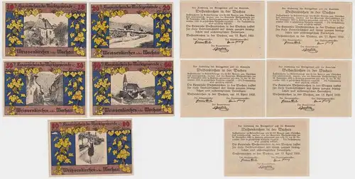 10,20,30,60 und 90 Heller Banknoten Notgeld Gemeinde Weißenkirchen 1920 (154646)