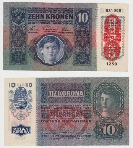 10 Kronen Banknote Österreichisch Ungarische Bank 2.1.1915 P 51 (153488)