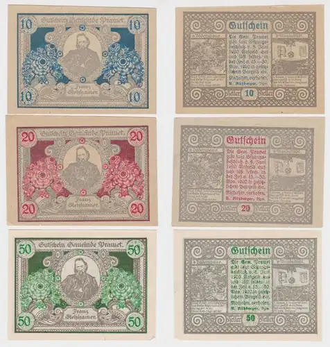 10, 20 und 50 Heller Banknoten Notgeld Prämet  (154625)