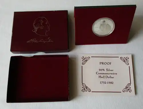 1/2 Dollar Silber Münze USA 250. Geburtstag George Washington 1982 PP (108652)