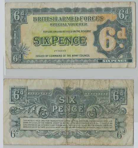 6 Pence Pfund Banknote British Armed Forces Großbritannien 1948 2th PM17(140879)