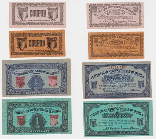 4 x Coupon United Cigar Stores Company of America USA um 1930 (153826)