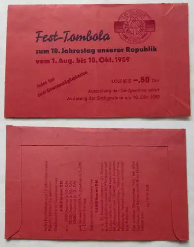 DDR Los der Fest-Tombola zum 10. Jahrestag unserer Republik 1959 (153764)