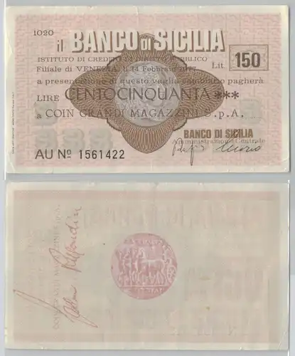 150 Lire Banknote Italien Italia  Banco di Sicilia 14.2.1977 (141381)