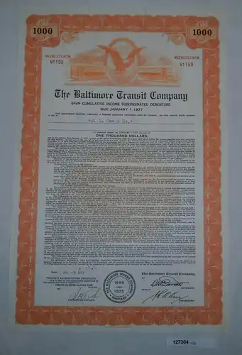 100 Dollar Aktie The Baltimore Transit Company 9. Juli 1957 (127304)