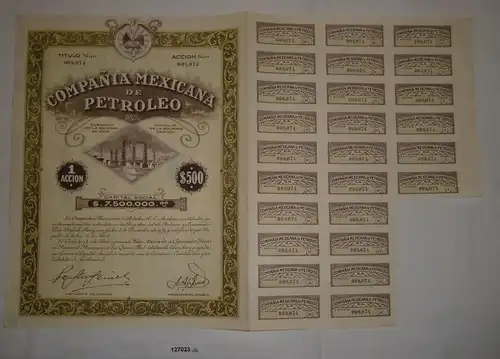 500 Peso Aktie Compañia Mexicana de Petroleo 3. Dezember 1929 (127023)