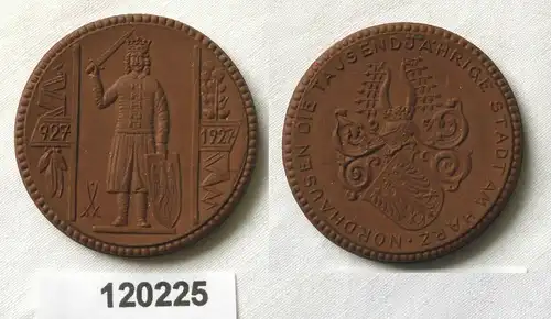 seltene Porzellan-Medaille Nordhausen die 1000jährige Stadt am Harz 1927(120225)