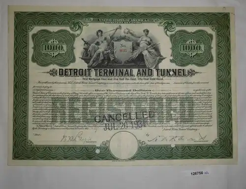 1000 Dollar Aktie Detroit Terminal and Tunnel 9. Dezember 1913 (126756)