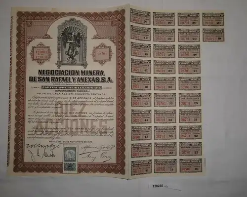 10 Aktien à 50 Centavos Negociacion Minera de San Rafael y Anexas 1923 (128235)