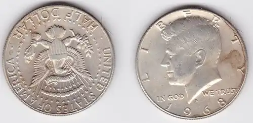 1/2 Dollar Silber Münze USA 1968 (122242)