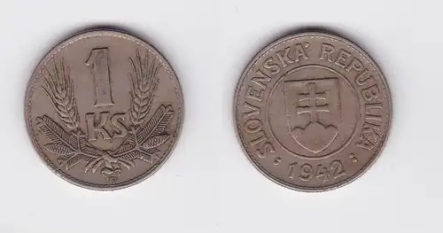 1 Krone Nickel Münze Slowakei 1942 (119898)