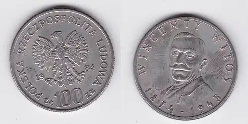 100 Zloty Kupfer Nickel Münze Polen Wincenty Witos 1984 (123944)
