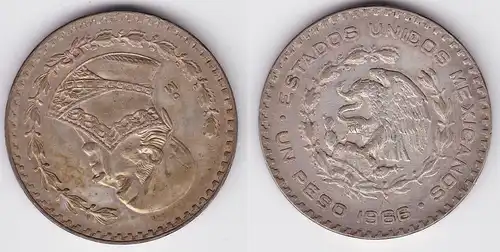 1 Pesos Silber Münze Mexiko J. M. Morelos 1966 (120177)