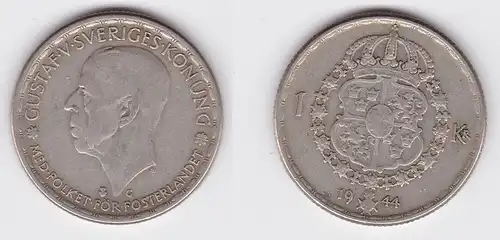 1 Krone Silber Münze Schweden 1944 (117341)