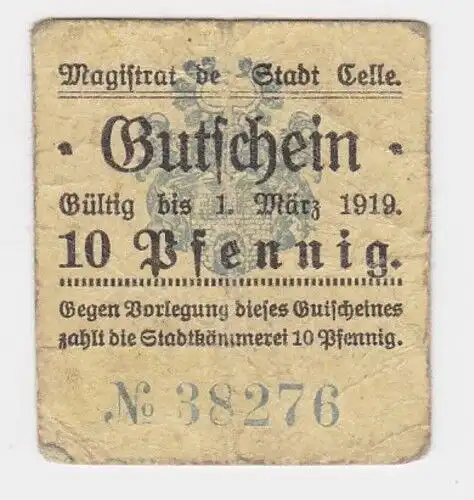 10 Pfennig Banknote Stadt Celle 1.März 1919 (118297)