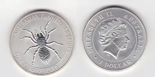 1 Dollar Silbermünze Australien Funnel-Web Spider 2015 Stgl. (143740)
