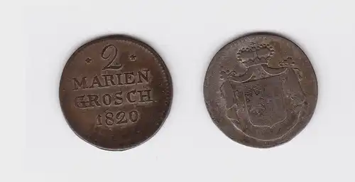 2 Marien Groschen Silber Münze Waldeck und Pyrmont 1820 (119045)