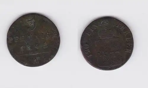3 Pfennige Kupfer Münze Waldeck und Pyrmont 1842 A (118954)