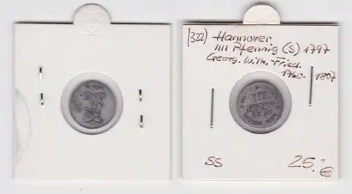 4 Pfennige Silber Münze Hannover Georg Wilhelm Friedrich 1797 ss (143654)