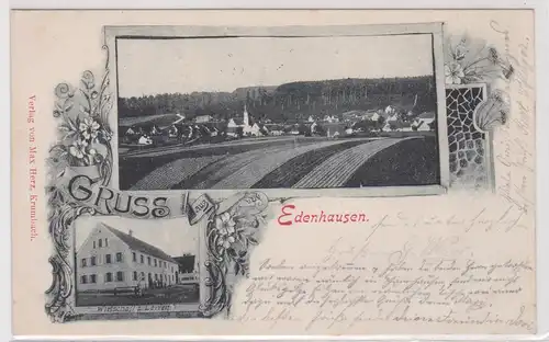 00428 Mehrbild Ak Gruß aus Edenhausen Wirtschaft zum Löwen 1902