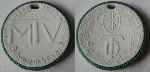 Porzellan Medaille Männer Turnverein Schmiedeberg 1862-1922 Turnerbund (162527)
