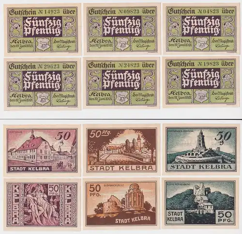 6 Banknoten Notgeld Stadt Kelbra 19.Juni 1921 (162736)