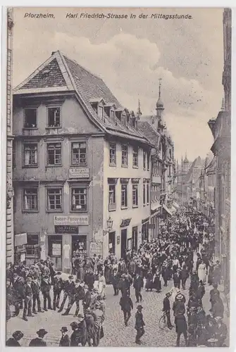 54599 Ak Pforzheim - Karl-Friedrich-Straße in der Mittagsstunde 1903