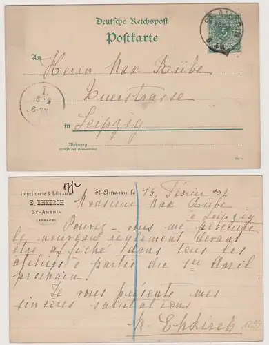 99415 Ganzsachen Postkarte imprimerie & Librairie E.Ehkirch St.Amarin 1892