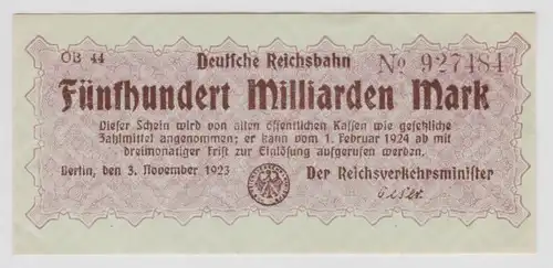 500 Milliarden Mark Banknote Reichsbahndirektion Berlin 3.11.1923 (107905)