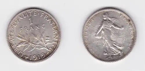 1 Franc Silber Münze Frankreich 1919 vz (133743)