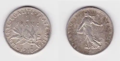 1 Franc Silber Münze Frankreich 1918 ss (132597)