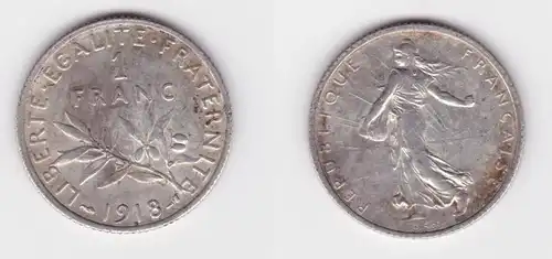 1 Franc Silber Münze Frankreich 1918 ss (131776)