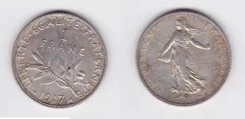 1 Franc Silber Münze Frankreich 1917 ss (134607)