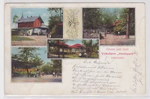 900806 Ak Gruss aus dem Volksheim "Heidepark" Dresden 1903