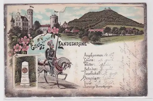900269 Ak Gruss von der Landeskrone - Körner Denkmal, Burg 1897