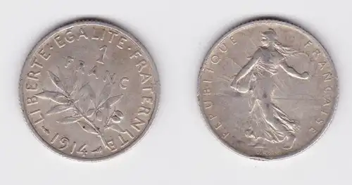 1 Franc Silber Münze Frankreich 1914 ss (139047)